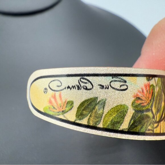 Sue Coleman Artisan Copper Cuff Bracelet with Hummingbird Floral Design Vintage - Picture 4 of 13